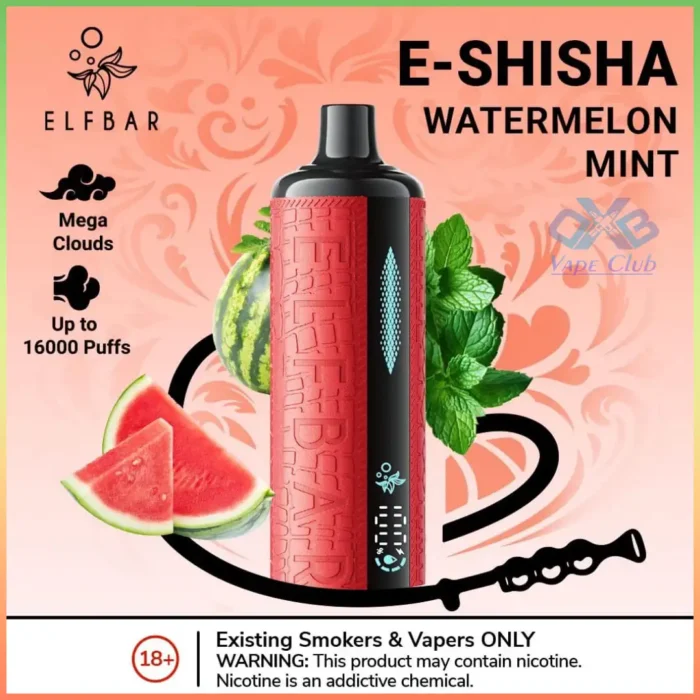 Elf Bar E Shisha 16000 Puffs Disposable Vape Watermelon Mint