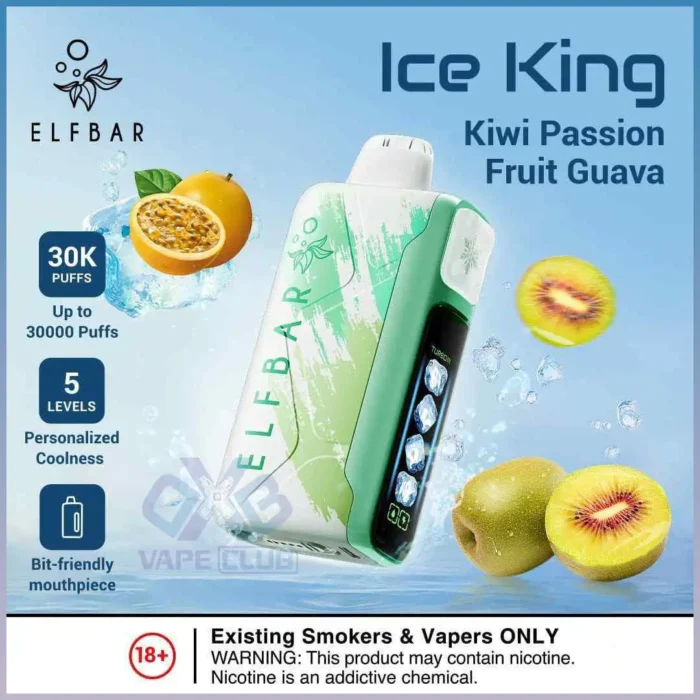 ELF BAR ICE KING 30000 PRICE IN DUBAI KIWI PASSION FRUIT GUAVA