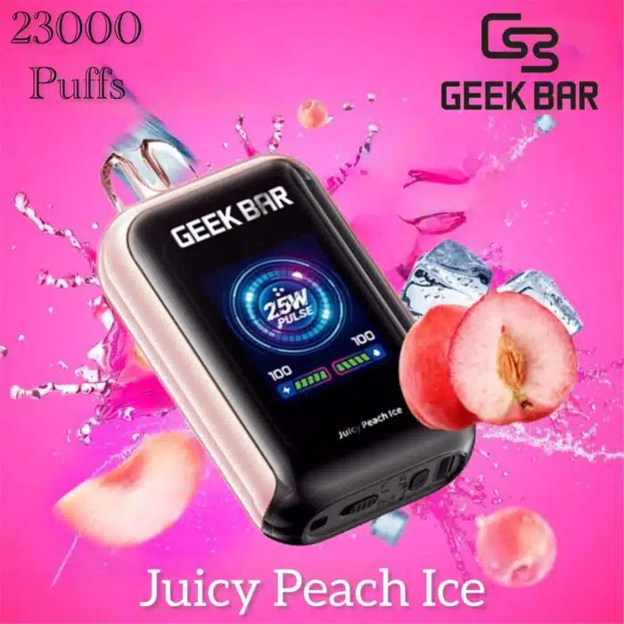 Geek Bar Watt 23000 Puffs Juicy Peach Ice Best Vape Store UAE Online | Dxb Vape Club Online Geek Bar Watt 23000 Puffs Disposable Vape - AED 45 Buy Now