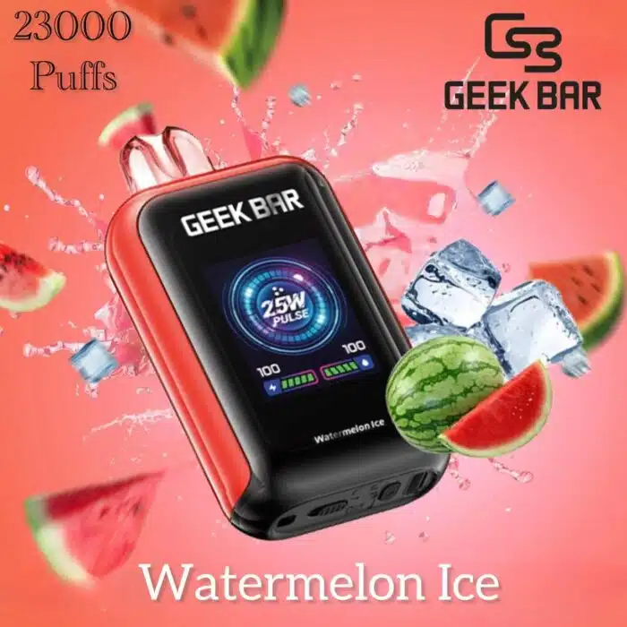 Geek Bar Watt 23000 Puffs Watermelon Ice Best Vape Store UAE Online | Dxb Vape Club Online Geek Bar Watt 23000 Puffs Disposable Vape - AED 45 Buy Now