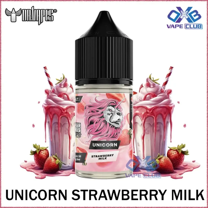 DR Vapes Panther Series Salt Nic Unicron Strawberry Milk Best Vape Store UAE Online | Dxb Vape Club Online DR Vapes Panther Series Salt Nic 30ml E-Juice All Flavors In Dubai,UAE