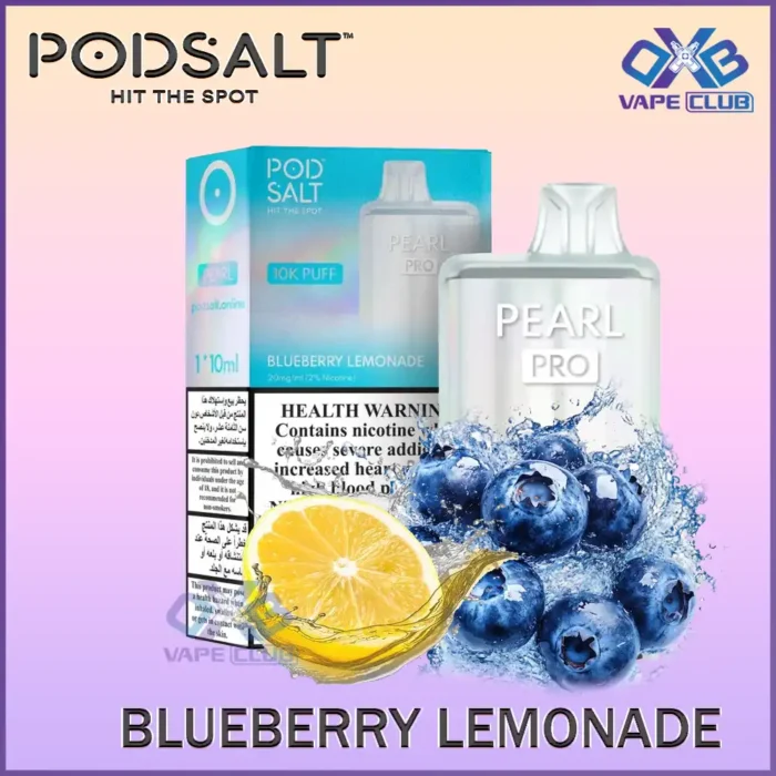 Pod Salt Pearl Pro 10000 Puffs Disposable Vape Blueberry Lemonade Best Vape Store UAE Online | Dxb Vape Club Online Pod Salt Pearl Pro 10000 Puffs Disposable Vape 20mg Buy Now