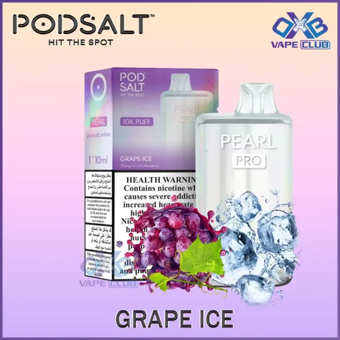 Pod Salt Pearl Pro 10000 Puffs Disposable Vape Grape Ice Best Vape Store UAE Online | Dxb Vape Club Online Pod Salt Pearl Pro 10000 Puffs Disposable Vape 20mg Buy Now