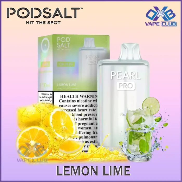 Pod Salt Pearl Pro 10000 Puffs Disposable Vape Lemon Lime Best Vape Store UAE Online | Dxb Vape Club Online Pod Salt Pearl Pro 10000 Puffs Disposable Vape 20mg Buy Now