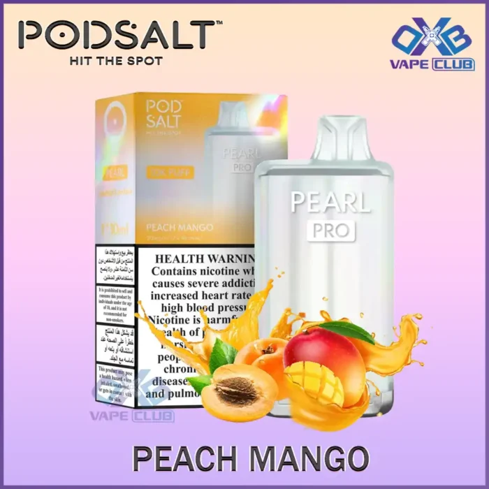 Pod Salt Pearl Pro 10000 Puffs Disposable Vape Peach Mango Best Vape Store UAE Online | Dxb Vape Club Online Pod Salt Pearl Pro 10000 Puffs Disposable Vape 20mg Buy Now