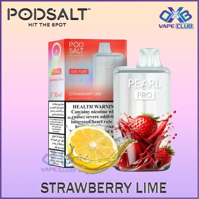 Pod Salt Pearl Pro 10000 Puffs Disposable Vape Strawberry Lime Best Vape Store UAE Online | Dxb Vape Club Online Pod Salt Pearl Pro 10000 Puffs Disposable Vape 20mg Buy Now