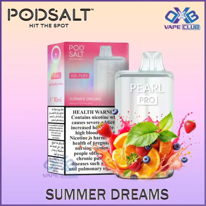 Pod Salt Pearl Pro 10000 Puffs Disposable Vape Summer Dreams Best Vape Store UAE Online | Dxb Vape Club Online Pod Salt Pearl Pro 10000 Puffs Disposable Vape 20mg Buy Now