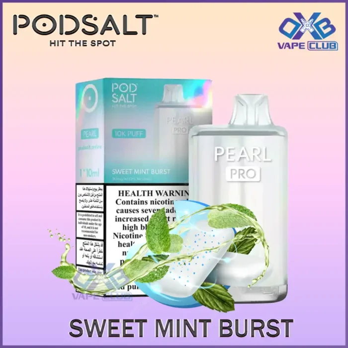 Pod Salt Pearl Pro 10000 Puffs Disposable Vape Sweet Mint Burst Best Vape Store UAE Online | Dxb Vape Club Online Pod Salt Pearl Pro 10000 Puffs Disposable Vape 20mg Buy Now