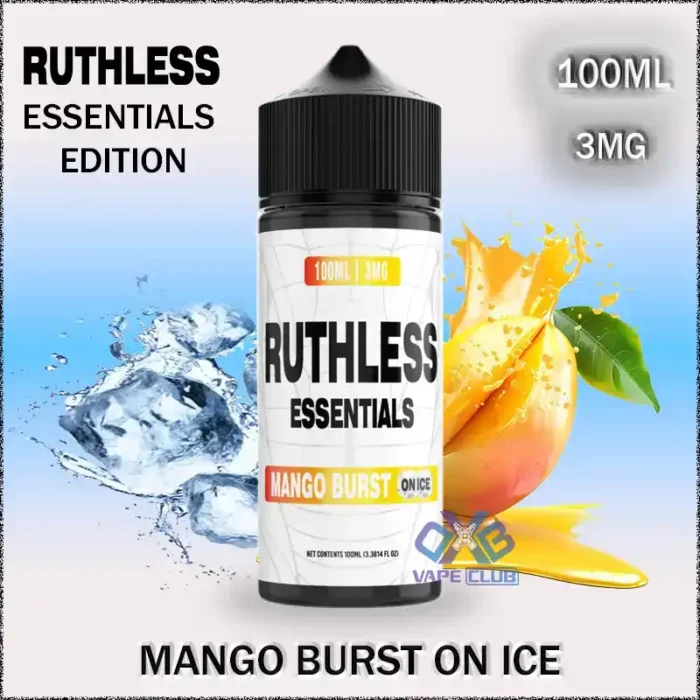 RUTHLESS ESSENTIALS EDITION 100ML MANGO BURST ICE 1 Best Vape Store UAE Online | Dxb Vape Club Online Ruthless Essentials Edition E-liquid 100ml in Dubai UAE