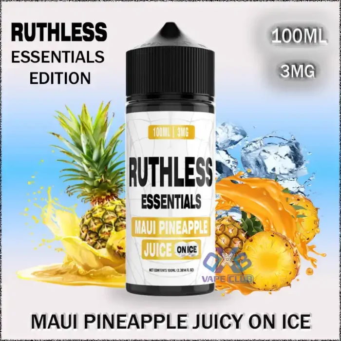 RUTHLESS ESSENTIALS EDITION 100ML MAUI PINEAPPLE JUICY ICE 2 Best Vape Store UAE Online | Dxb Vape Club Online Ruthless Essentials Edition E-liquid 100ml in Dubai UAE
