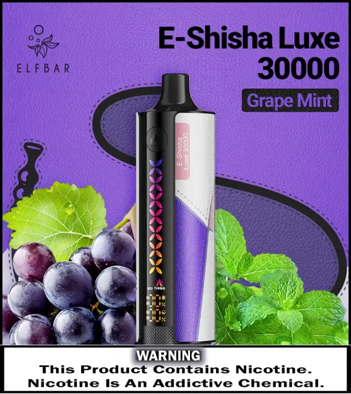 ELFBAR E Shisha Luxe 30000 Puffs Grape Mint Best Vape Store UAE Online | Dxb Vape Club Online Elfbar E-Shisha Luxe 30000 Puffs Disposable Vape in UAE