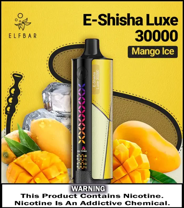 ELFBAR E Shisha Luxe 30000 Puffs Mango Ice Best Vape Store UAE Online | Dxb Vape Club Online Elfbar E-Shisha Luxe 30000 Puffs Disposable Vape in UAE