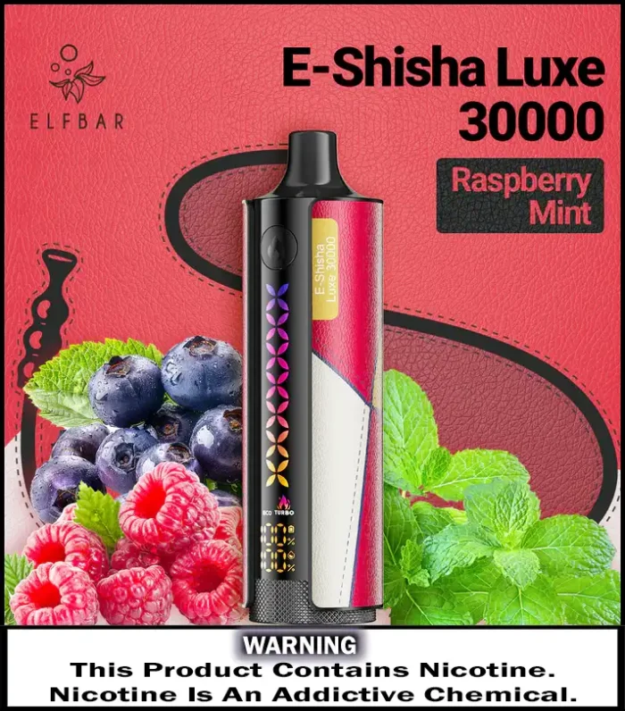 ELFBAR E Shisha Luxe 30000 Puffs Raspberry Mint Best Vape Store UAE Online | Dxb Vape Club Online Elfbar E-Shisha Luxe 30000 Puffs Disposable Vape in UAE
