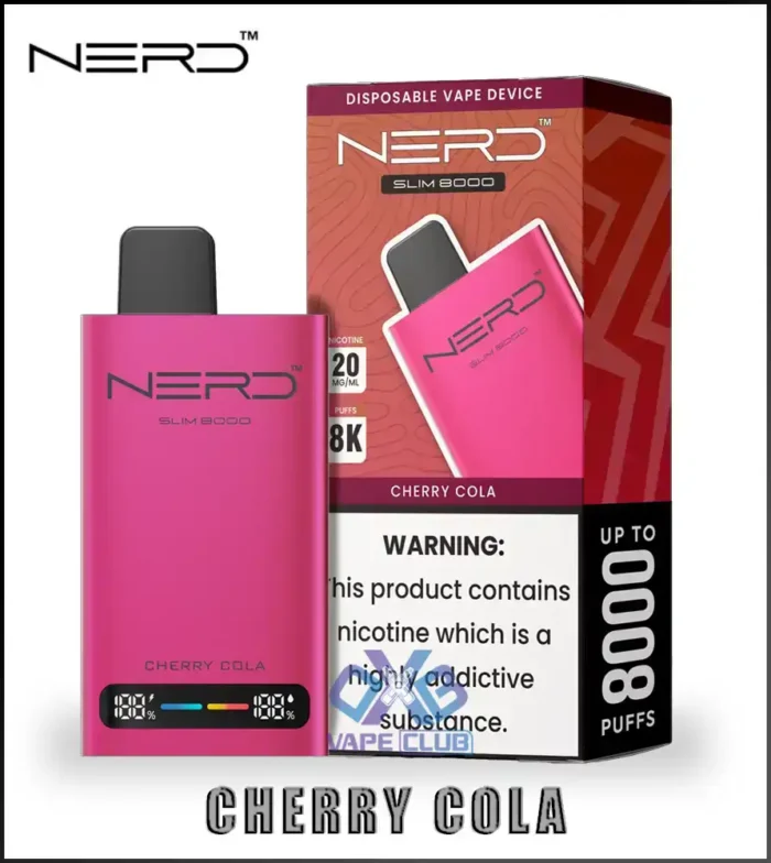 NERD SLIM 8K Cherry Cola Best Vape Store UAE Online | Dxb Vape Club Online NERD Slim 8000 Puffs Disposable Vape in Dubai UAE