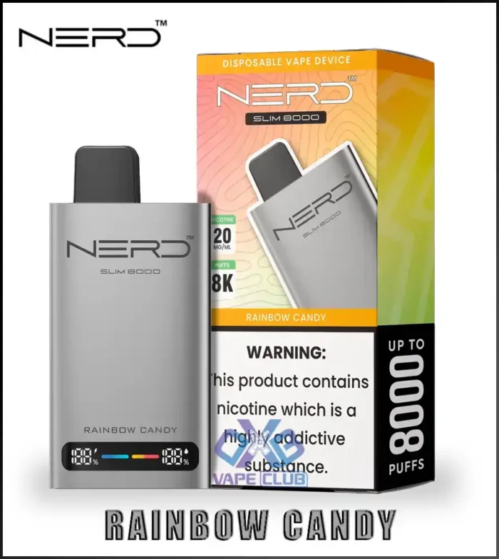 NERD SLIM 8K Rainbow Candy Best Vape Store UAE Online | Dxb Vape Club Online NERD Slim 8000 Puffs Disposable Vape in Dubai UAE