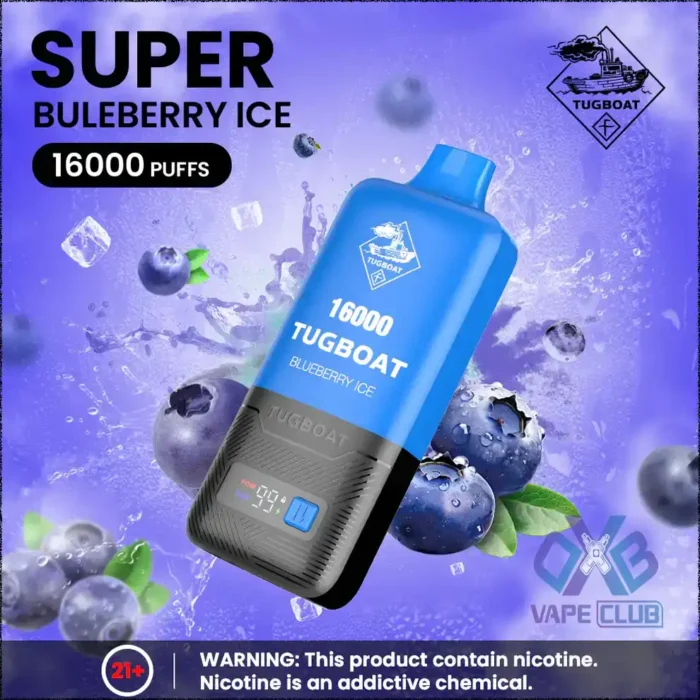 Tugboat Super 16000 Puffs Blueberry ice Best Vape Store UAE Online | Dxb Vape Club Online Tugboat Super 16000 Puffs Pod In UAE