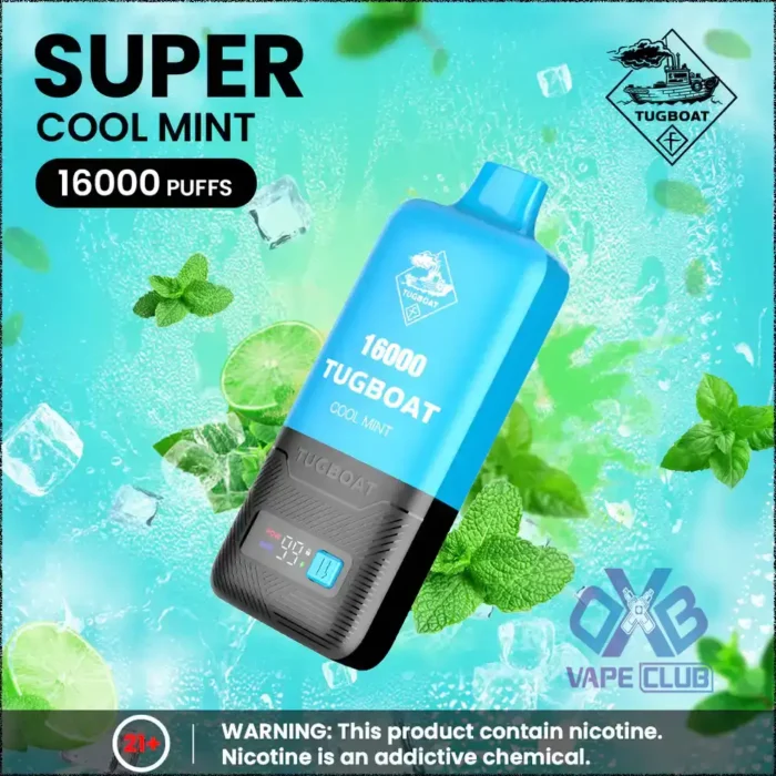 Tugboat Super 16000 Puffs Cool Mint Best Vape Store UAE Online | Dxb Vape Club Online Tugboat Super 16000 Puffs Pod In UAE