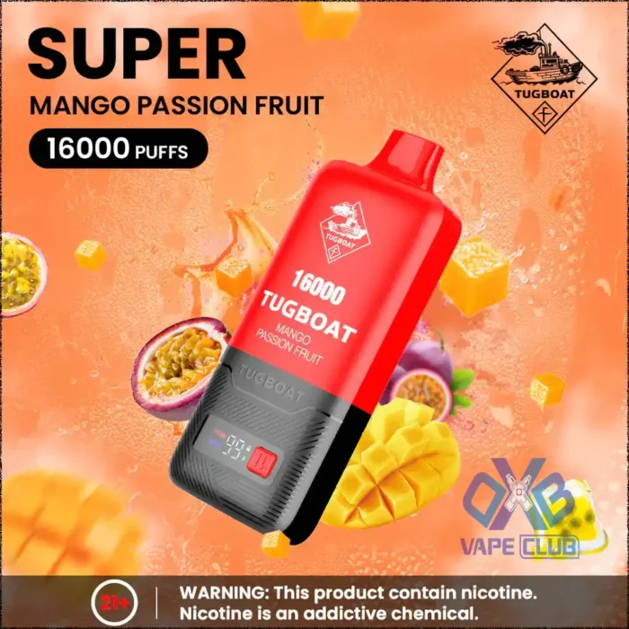 Tugboat Super 16000 Puffs Mango Passion Best Vape Store UAE Online | Dxb Vape Club Online Tugboat Super 16000 Puffs Pod In UAE