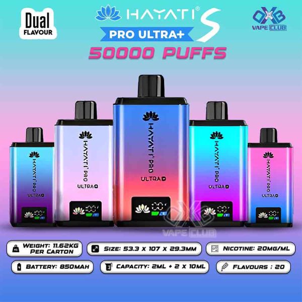 HAYATI Pro Ultra+s 50000 Puffs Dual Flavour Disposable Vape In Dubai UAE
