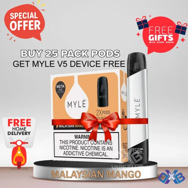 25 Pack Malaysian Mango FREE Myle V5 Device