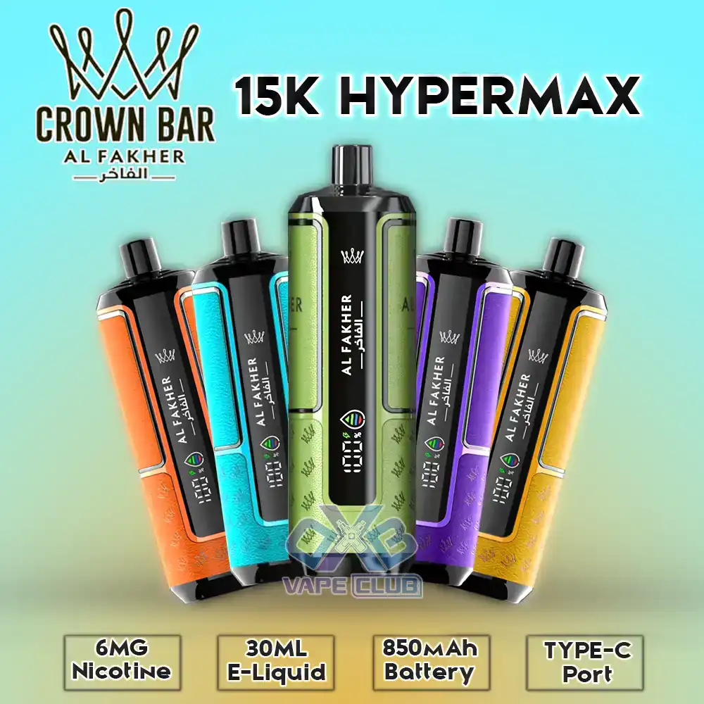 Al-Fakher-Crown-Bar-15000-Puffs-Hypermax-Disposable-Vape.webp Al Fakher Crown Bar 15000 Puffs Hypermax Disposable - Image 1