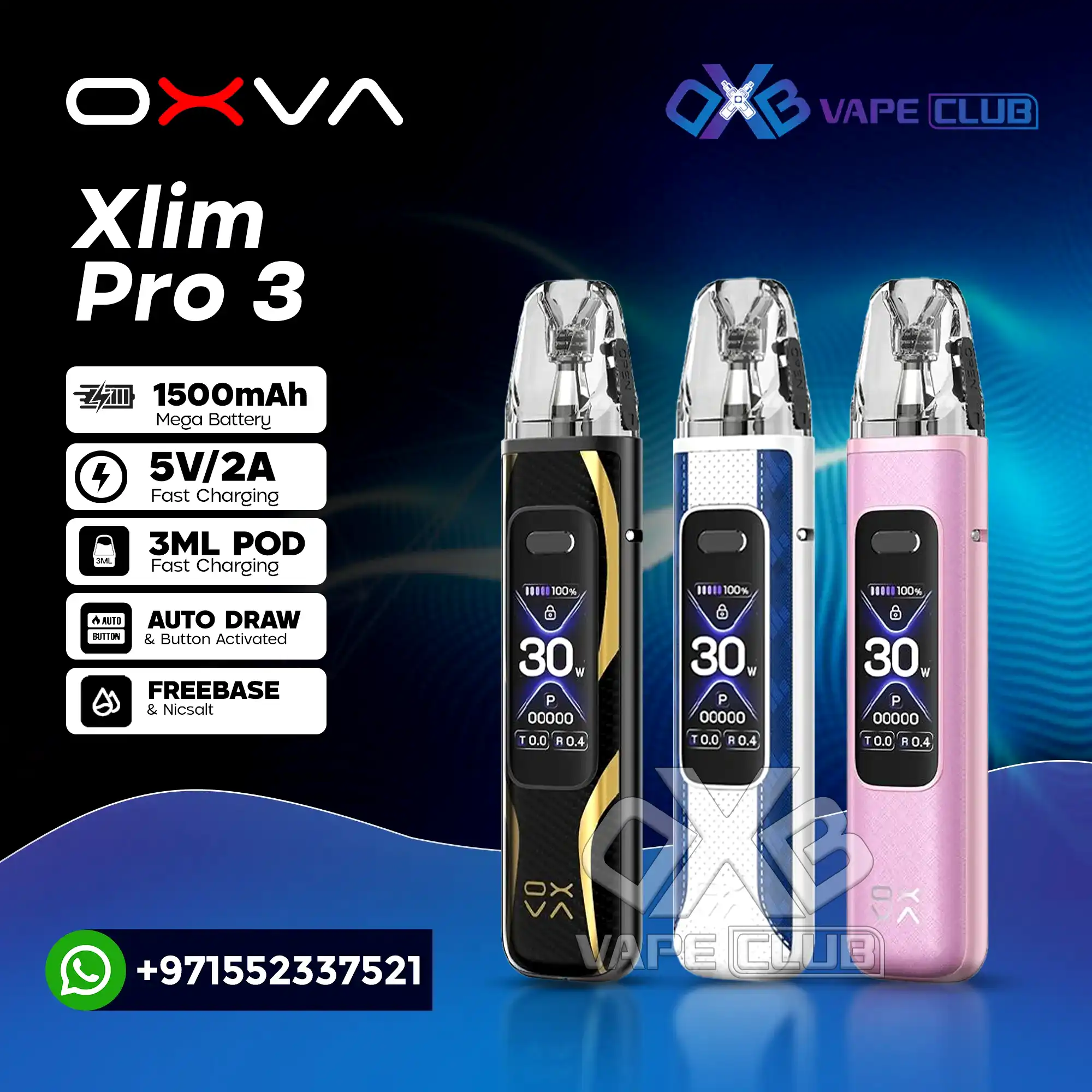 OXVA-Xlim-Pro-3-Pod-System-Kit.webp OXVA Xlim Pro 3 Pod System Kit | 30W 1500mAh - Image 1