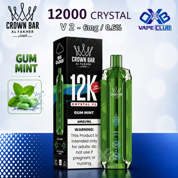 Al Fakher Crown Bar 12K Crystal V2 Disposable Gum Mint