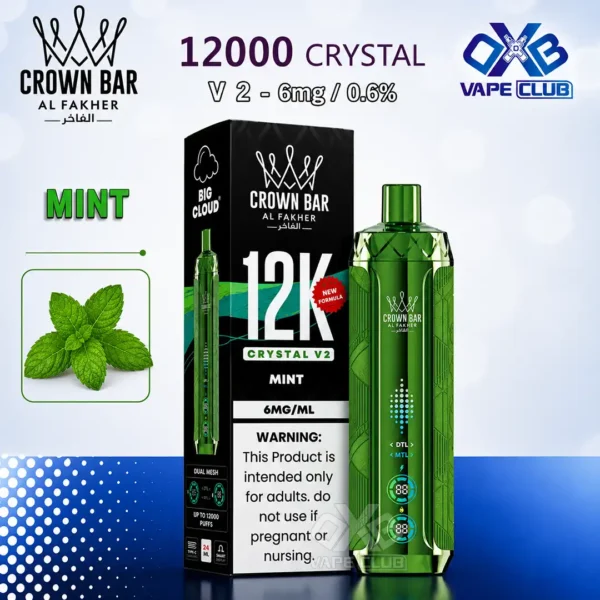 Al Fakher Crown Bar 12K Crystal V2 Disposable Mint