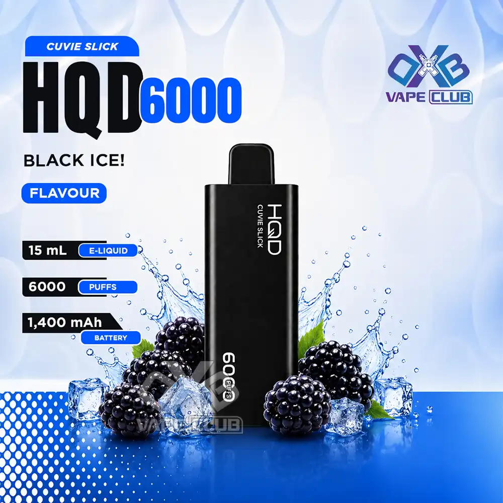 HQD Cuvie Slick 6000 Puffs Black Ice HQD Cuvie Slick 6000 Puffs Blueberry Raspberry