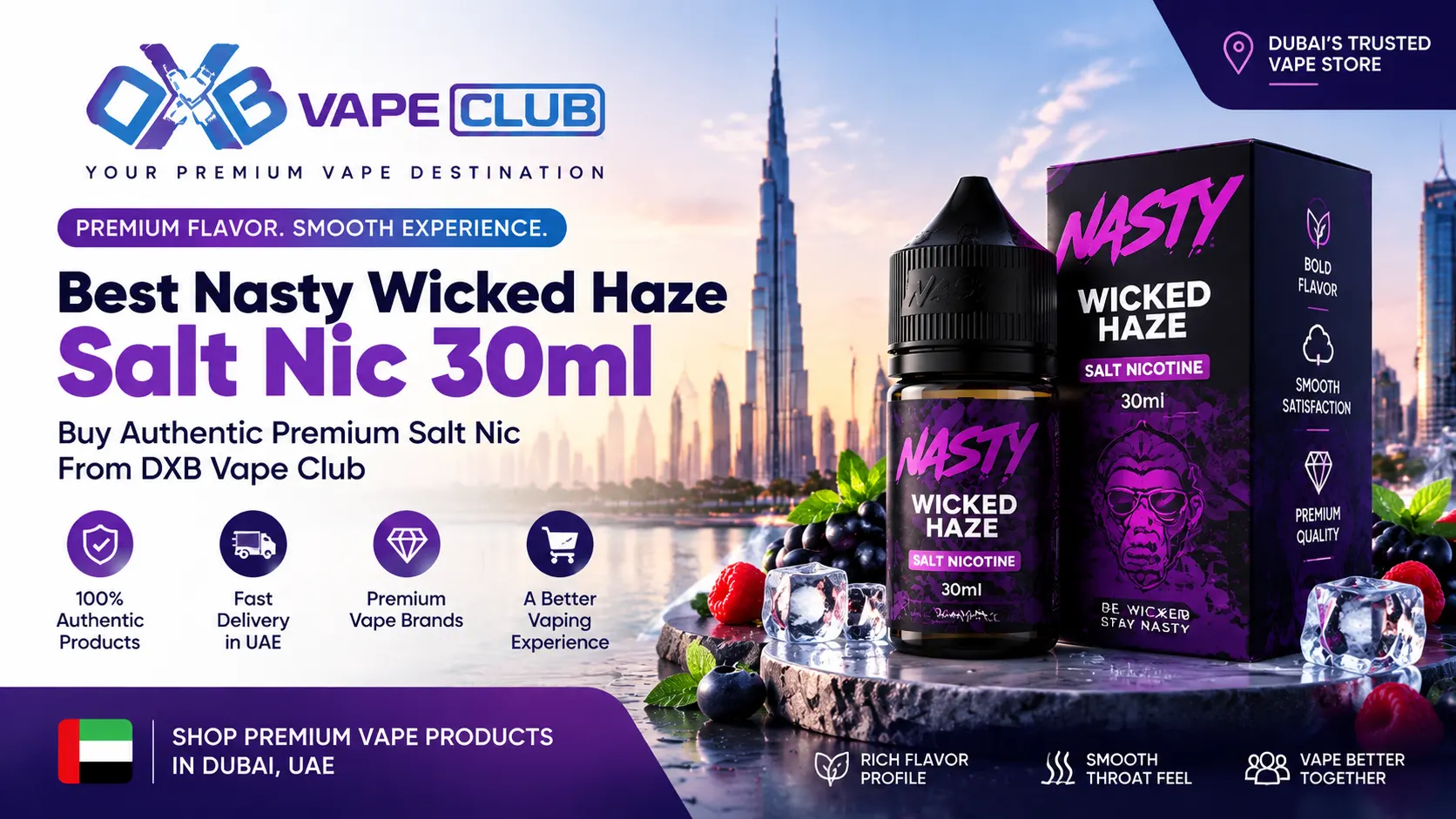 Best Nasty Wicked Haze Salt Nic 30ml premium salt nic vape juice