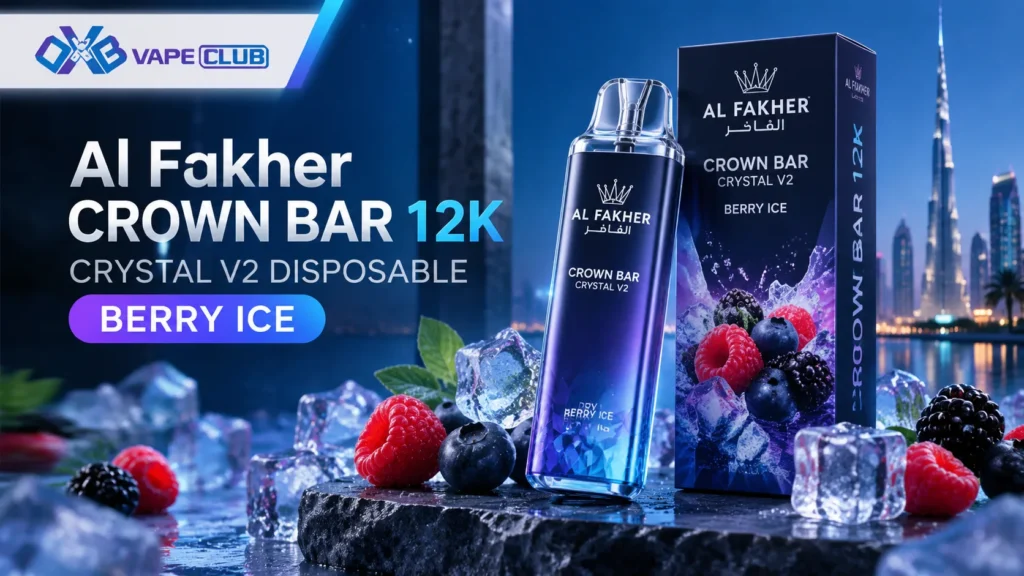 Al Fakher Crown Bar 12K Crystal V2 Disposable Berry Ice in DXB Vape Club