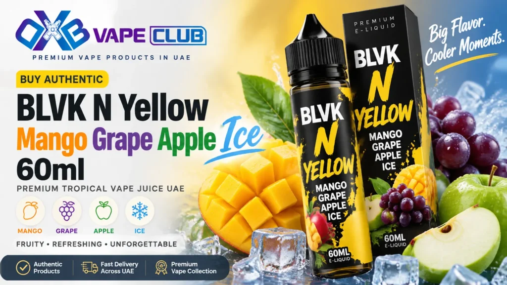 Buy Authentic BLVK N Yellow Mango Grape Apple Ice 60ml | Premium Tropical Vape Juice UAE