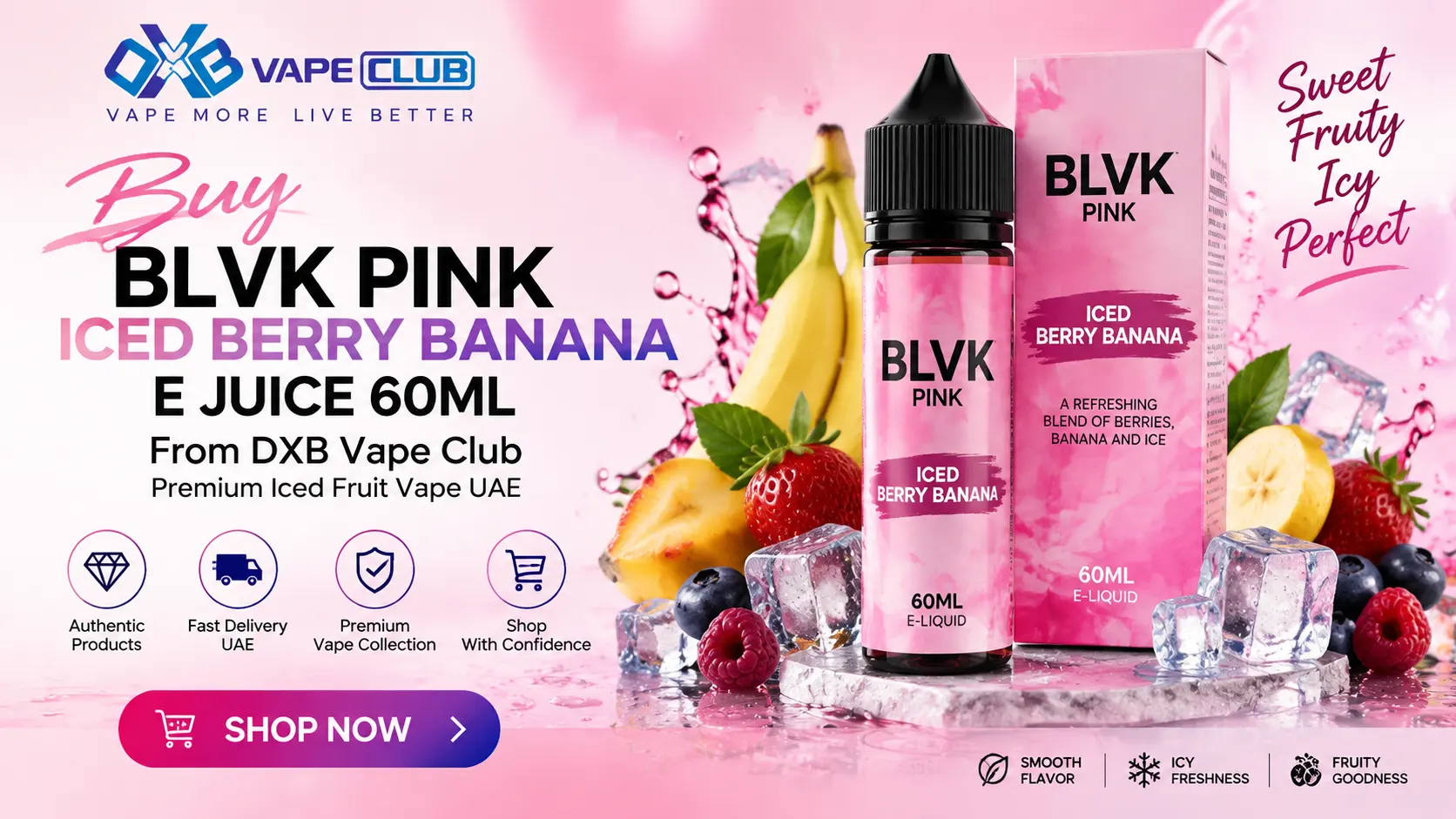 BLVK Pink Iced Berry Banana E Juice 60ML