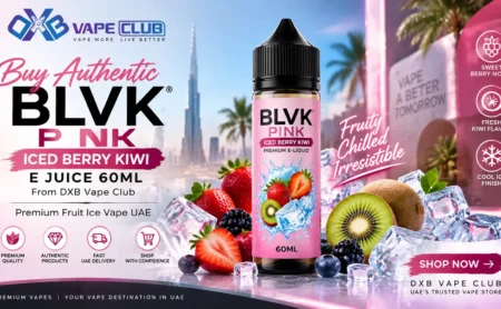 Buy Authentic BLVK Pink Iced Berry Kiwi E Juice 60ml From DXB Vape Club | Premium Fruit Ice Vape UAE