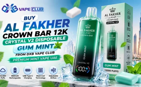 Buy Al Fakher Crown Bar 12K Crystal V2 Disposable Gum Mint From DXB Vape Club | Premium Mint Vape UAE