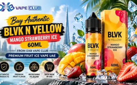 Buy Authentic BLVK N Yellow Mango Strawberry Ice 60ML From DXB Vape Club | Premium Fruit Ice Vape UAE