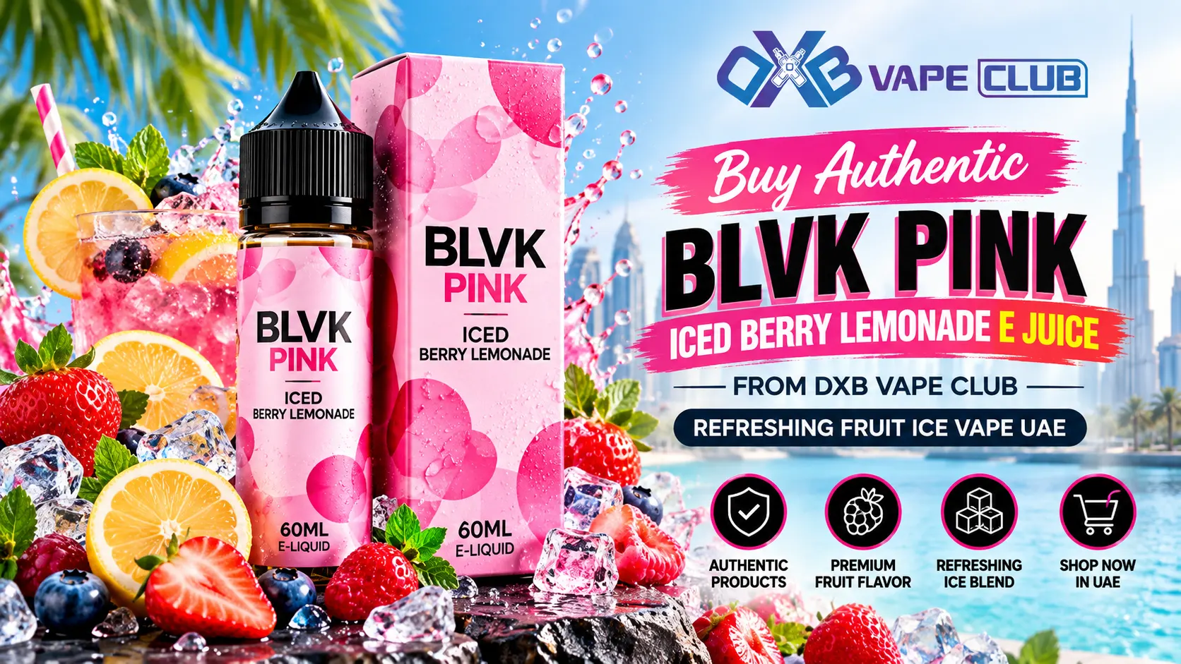 BLVK Pink Iced Berry Lemonade E Juice