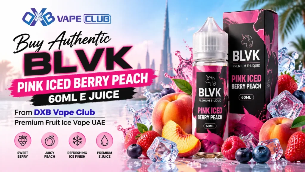 BLVK Pink Iced Berry Peach 60ml E Juice from DXB Vape Club