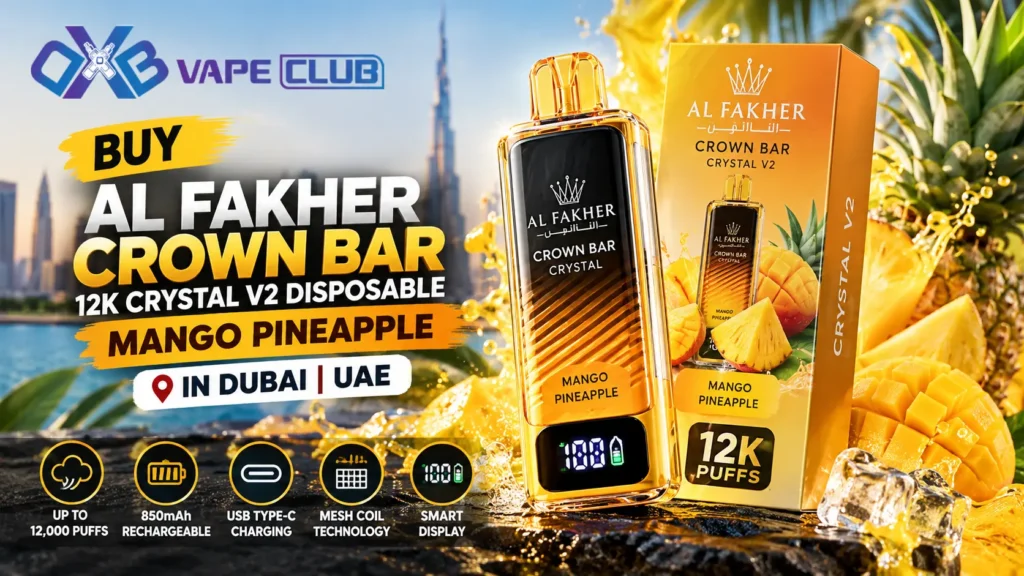 Buy Al Fakher Crown Bar 12K Crystal V2 Disposable Mango Pineapple In Dubai | UAE