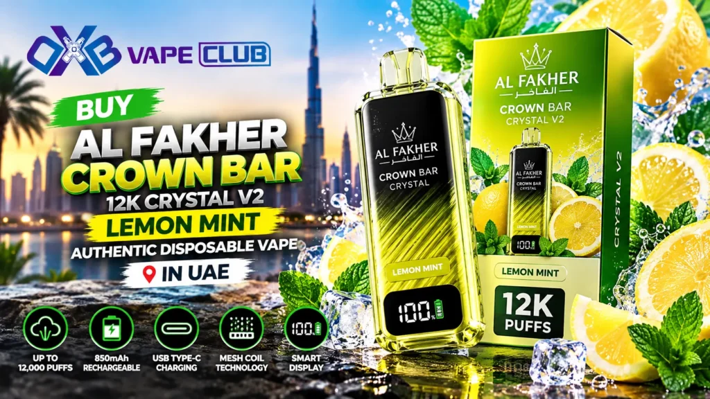 Al Fakher Crown Bar 12K Crystal V2 Disposable Lemon Mint